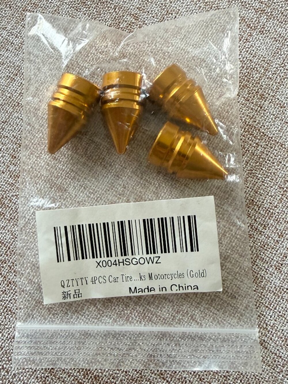 Spiked‎ Style Tire Valve Stem Caps - Gold - 4 Pcs Universal